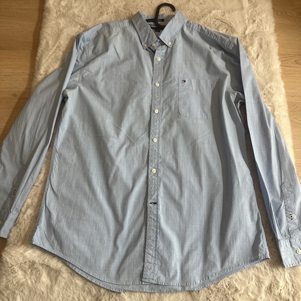 Tommy Hilfiger Mens Shirt Size XLBlue Long Sleeves Regular Fit Stretch